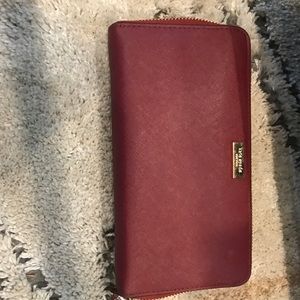 Kate Spade Burgundy Zip Around Wallet